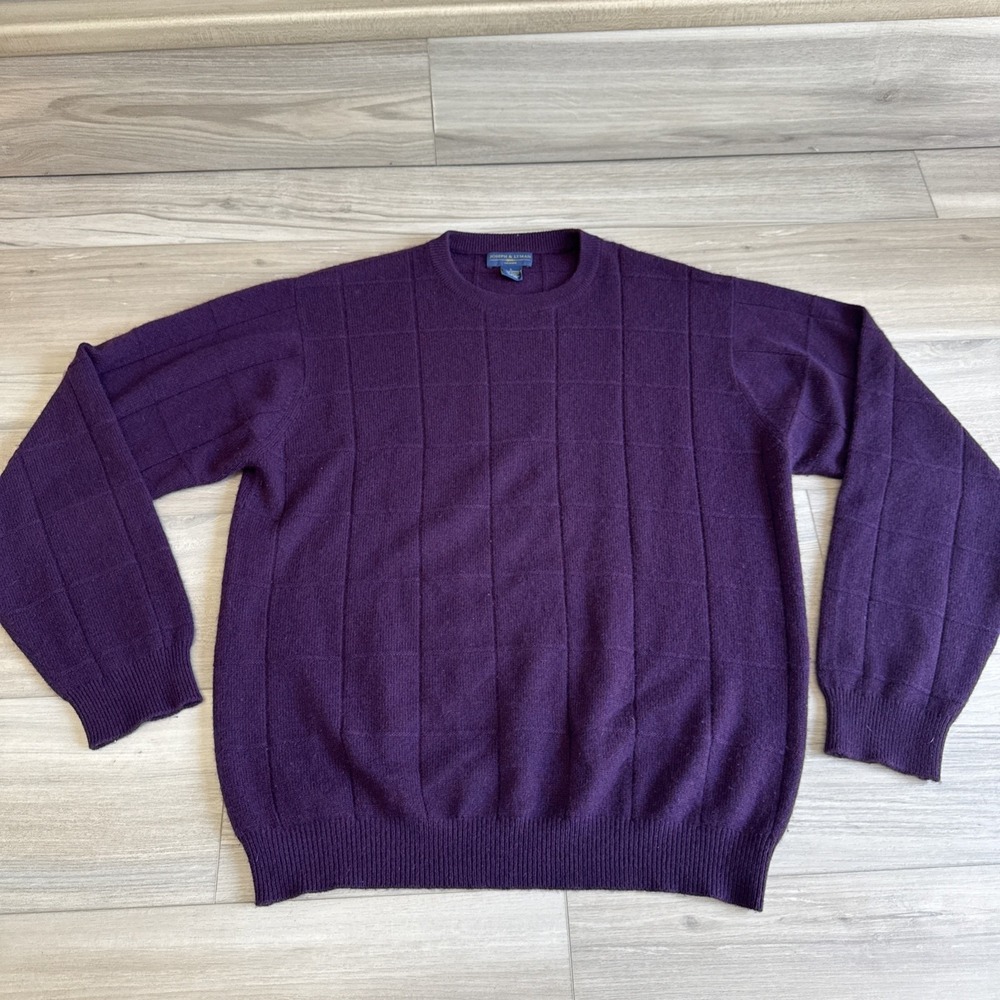Vintage 90's Joseph & Lyman‎ Cashmere Sweater Purple Crewneck Mens Size Large